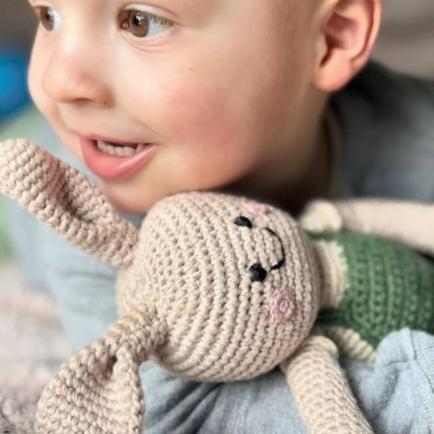 Bunny Boy Rattle - Peach Avenue Toys